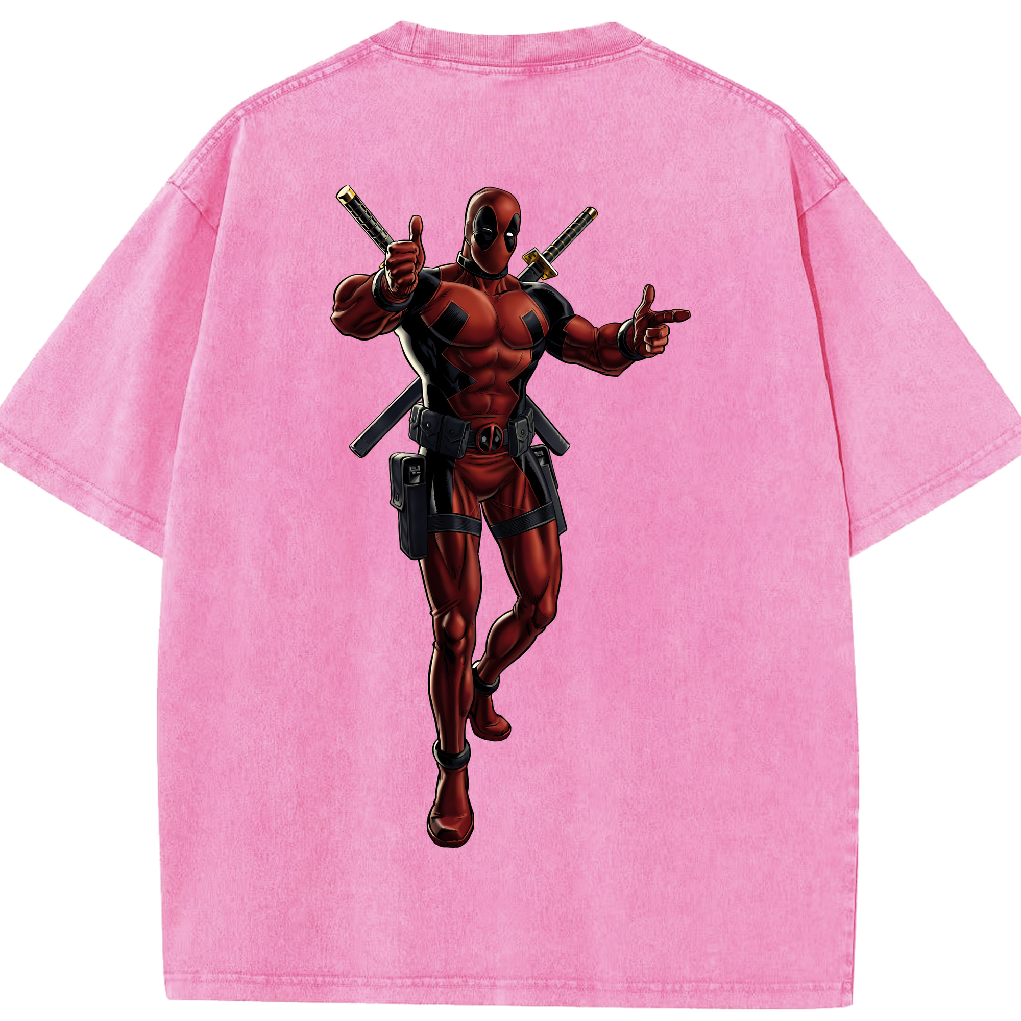 （画像用） Deadpool デッドプール 綿100% ヴィンテージ風 半袖Tシャツ（背面プリント）